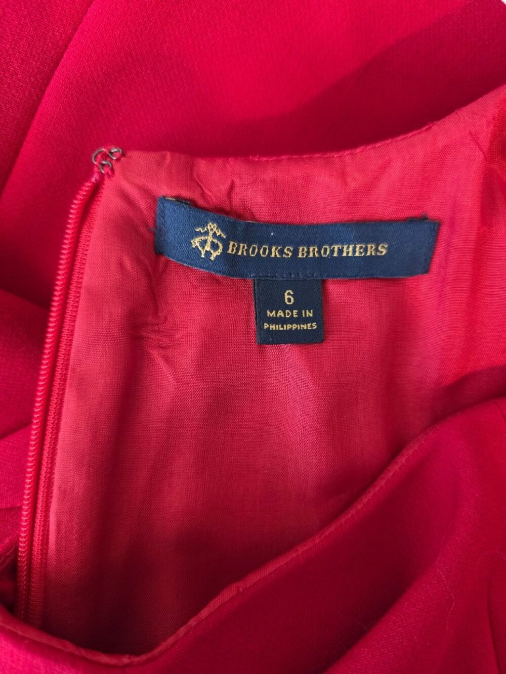 Brooks Brothers Red Sleeveless Ruffle Hem Wool Blend Lined Dress Women's Sz 6 - Picture 5 of 8